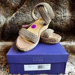 Stuart Weitzman Alexlo Crochet Wedge Sandal